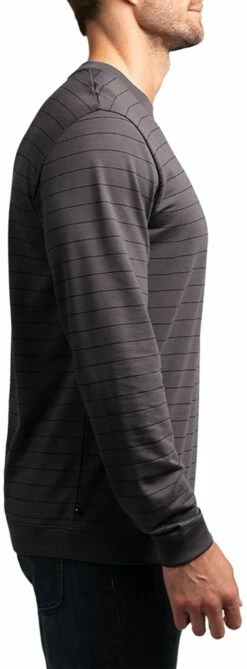 TravisMathew Men's Carlin Long Sleeve Golf Shirt For Men Grey Pinstripe/black -TravisMathew Sales Store unnamed file 1011
