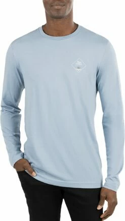 TravisMathew Men's Crosstrail Long Sleeve Golf T-Shirt For Men Faded Denim