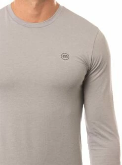 TravisMathew Men's Slow Motion Long Sleeve Golf T-Shirt For Men Heather Sleet -TravisMathew Sales Store unnamed file 1133