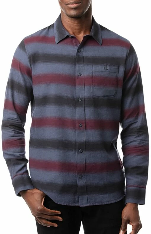 TravisMathew Men's On And On Button-Up Flannel Golf Shirt For Men Blue Night -TravisMathew Sales Store unnamed file 1164
