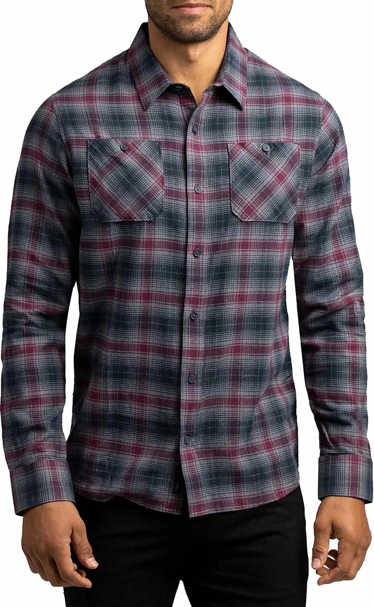 TravisMathew Men's High Stakes Button-Up Flannel Golf Shirt For Men Blue Night 3 TravisMathew Men's High Stakes Button-Up Flannel Golf Shirt For Men Blue Night