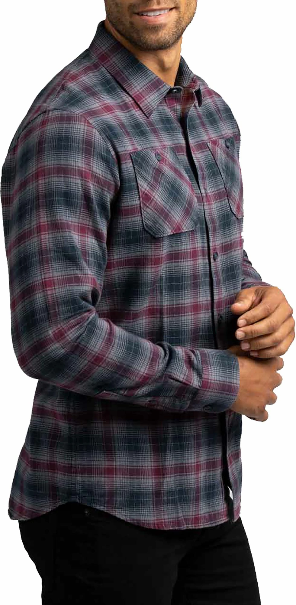 TravisMathew Men's High Stakes Button-Up Flannel Golf Shirt For Men Blue Night 5 TravisMathew Men's High Stakes Button-Up Flannel Golf Shirt For Men Blue Night - Image 3