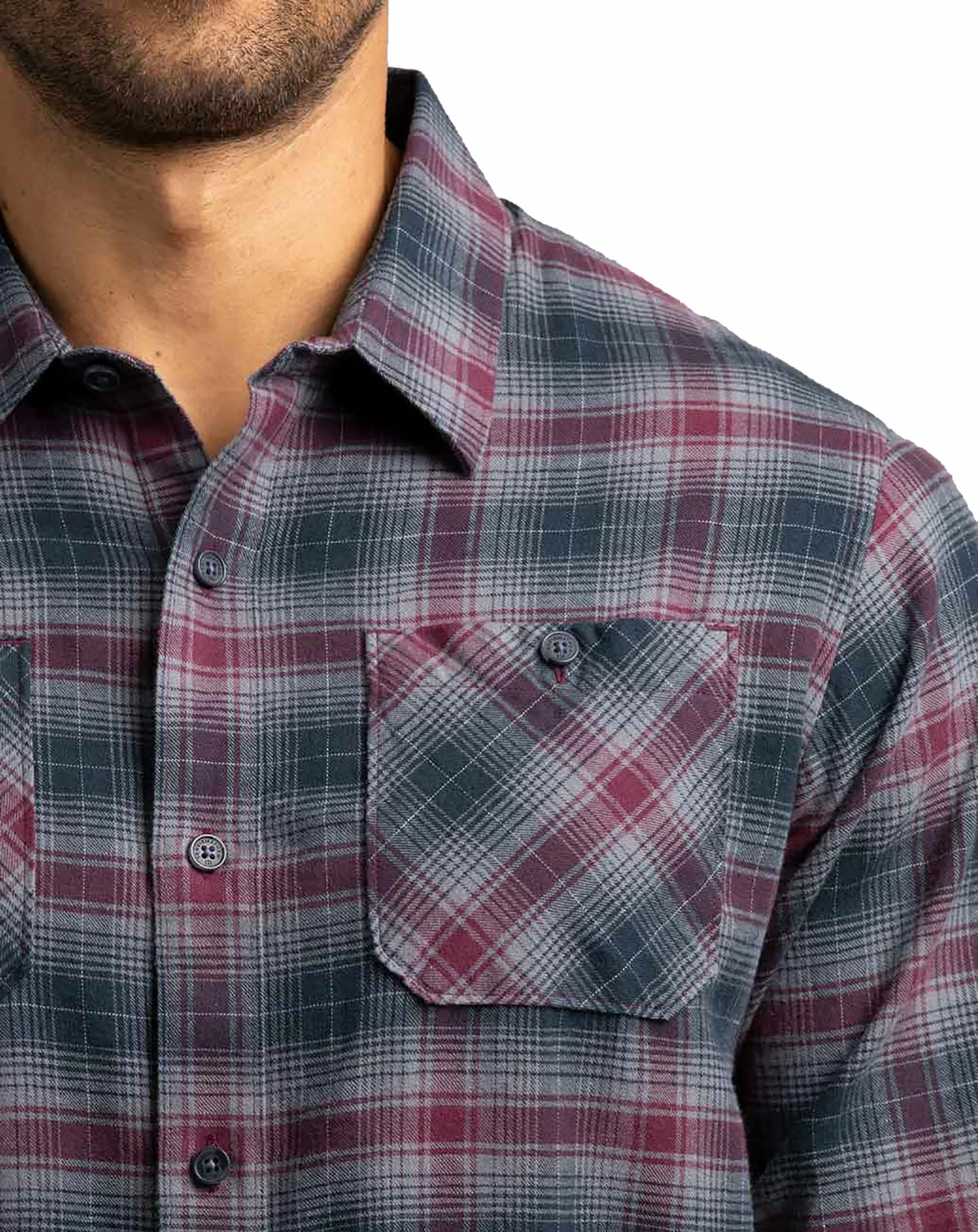 TravisMathew Men's High Stakes Button-Up Flannel Golf Shirt For Men Blue Night 6 TravisMathew Men's High Stakes Button-Up Flannel Golf Shirt For Men Blue Night - Image 4