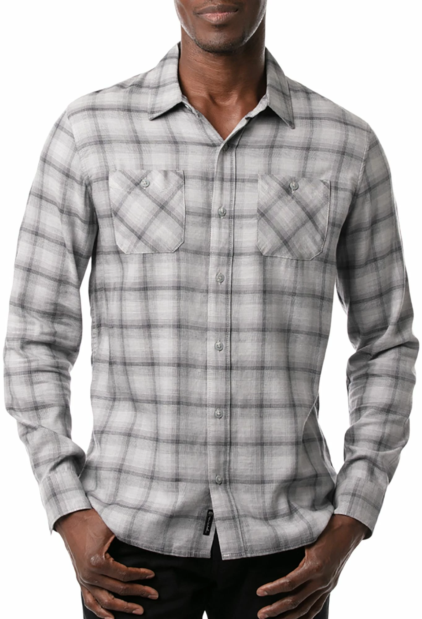 TravisMathew Men's Day And Night Button-Up Flannel Golf Shirt For Men Heather Sleet 2 TravisMathew Men's Day And Night Button-Up Flannel Golf Shirt For Men Heather Sleet