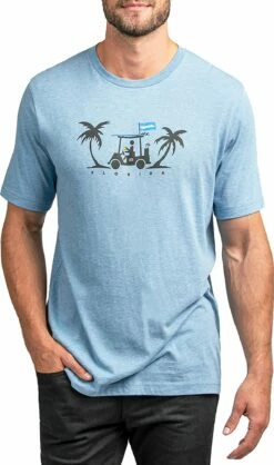 TravisMathew Men's Outlaw McGraw T-Shirt For Men Heather Blue