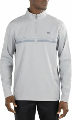 TravisMathew Men's Taking On Water 1/4 Zip Golf Jacket For Men Heather Sleet