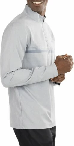 TravisMathew Men's Taking On Water 1/4 Zip Golf Jacket For Men Heather Sleet -TravisMathew Sales Store unnamed file 21