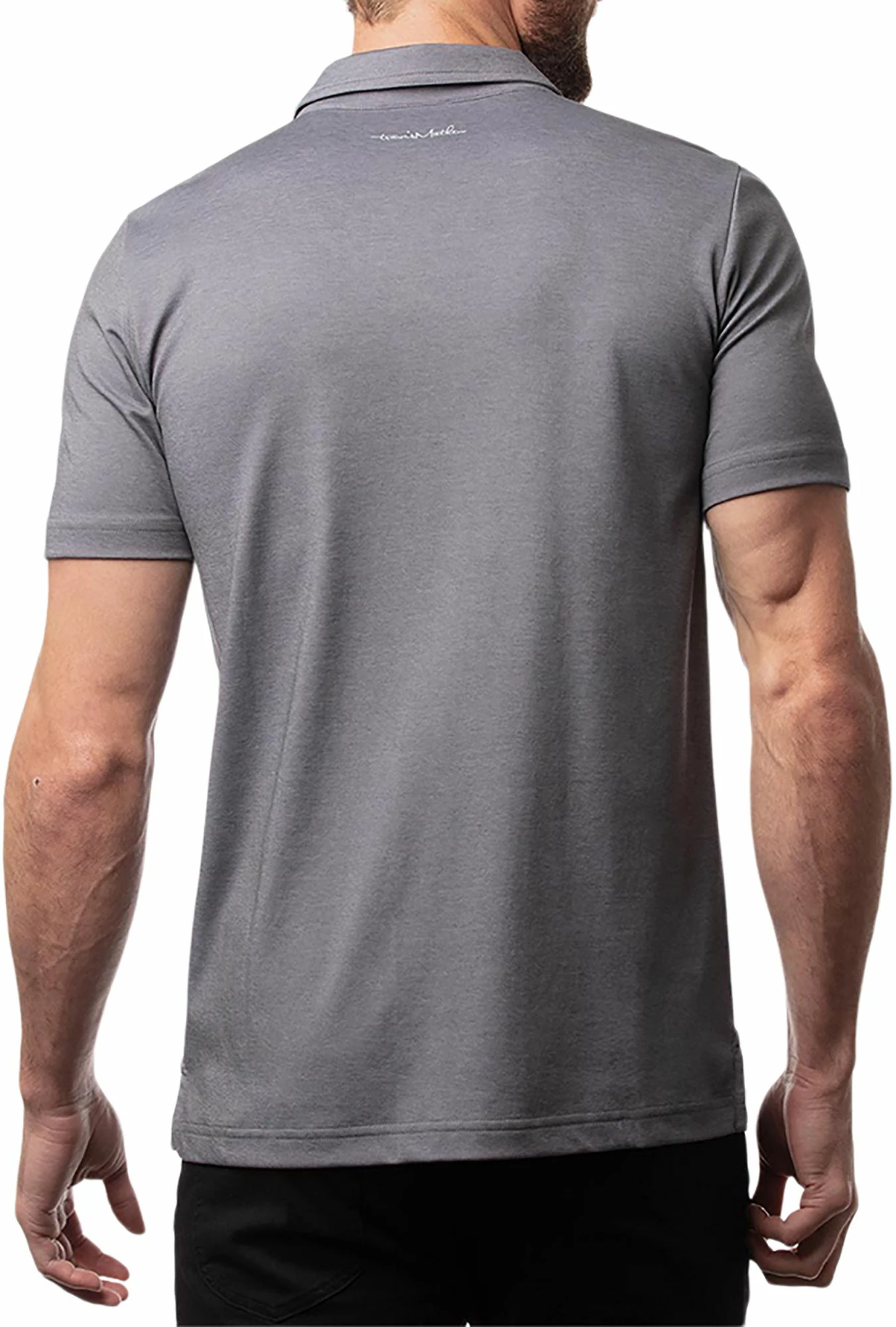 TravisMathew Men's Nearly There Golf Polo For Men Heather Grey Pinstripe 4 TravisMathew Men's Nearly There Golf Polo For Men Heather Grey Pinstripe - Image 2