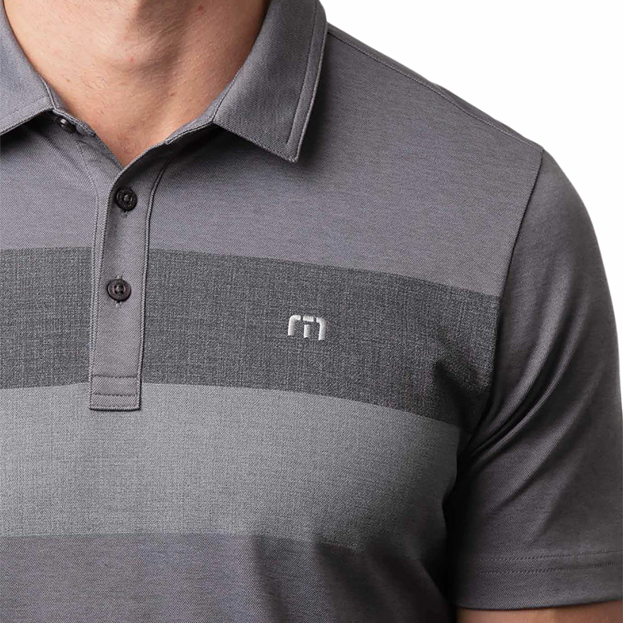 TravisMathew Men's Nearly There Golf Polo For Men Heather Grey Pinstripe 6 TravisMathew Men's Nearly There Golf Polo For Men Heather Grey Pinstripe - Image 4