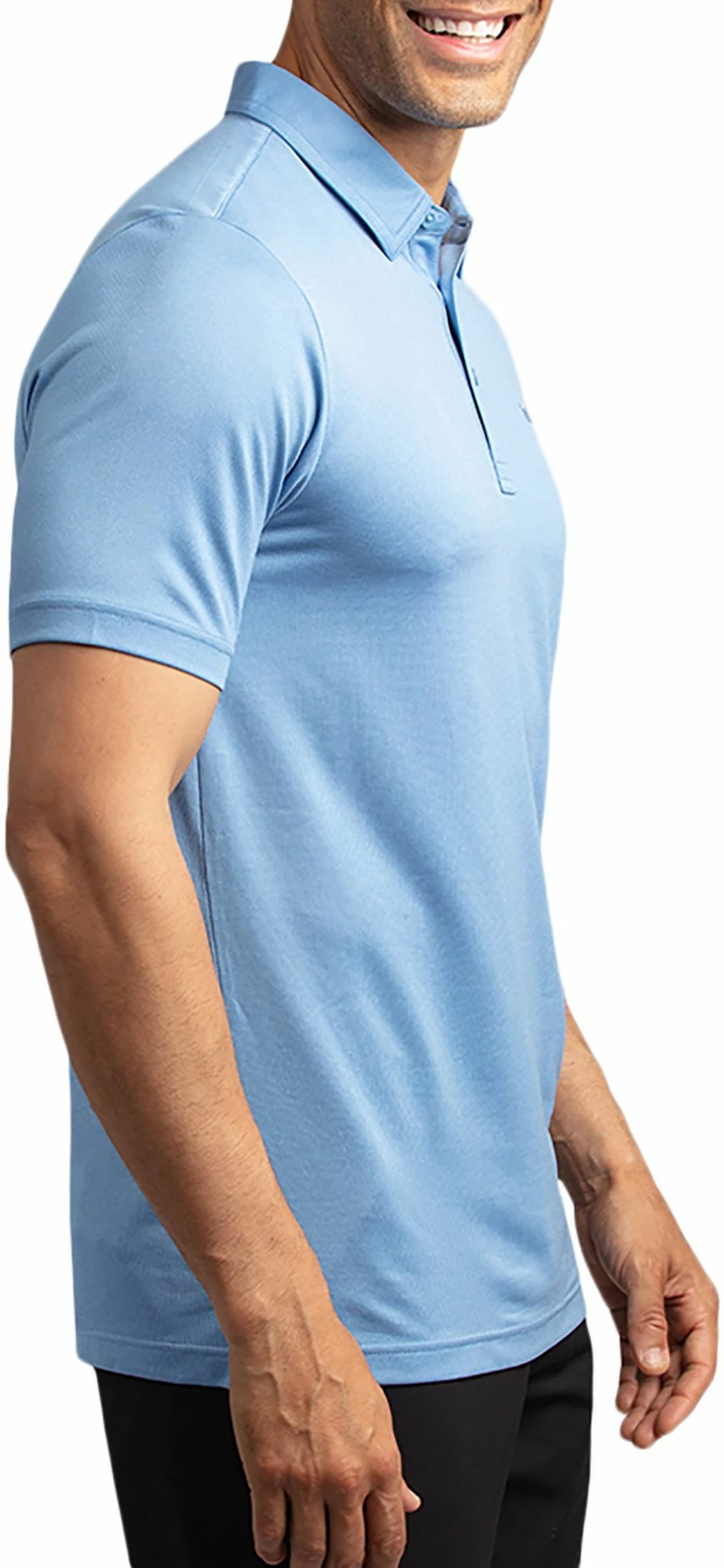 TravisMathew Men's Upgrade Golf Polo For Men Heather Brilliant Blue 5 TravisMathew Men's Upgrade Golf Polo For Men Heather Brilliant Blue - Image 3