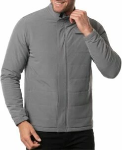 TravisMathew Men's Cabin In The Woods Fill-Zip Golf Jacket For Men Heather Quiet Shade