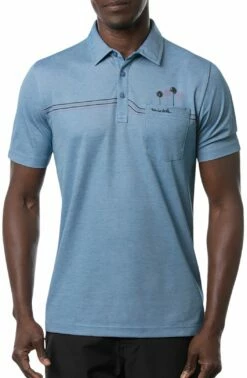 TravisMathew Men's Max Bet Golf Polo For Men Heather Blue Sapphir