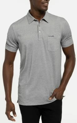 TravisMathew Men's Finger Lakes Golf Polo For Men Heather Medium Grey