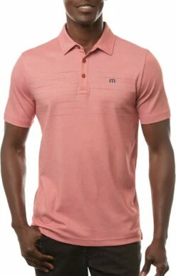 TravisMathew Men's Seas The Day Golf Polo For Men Heather Garnet Rose