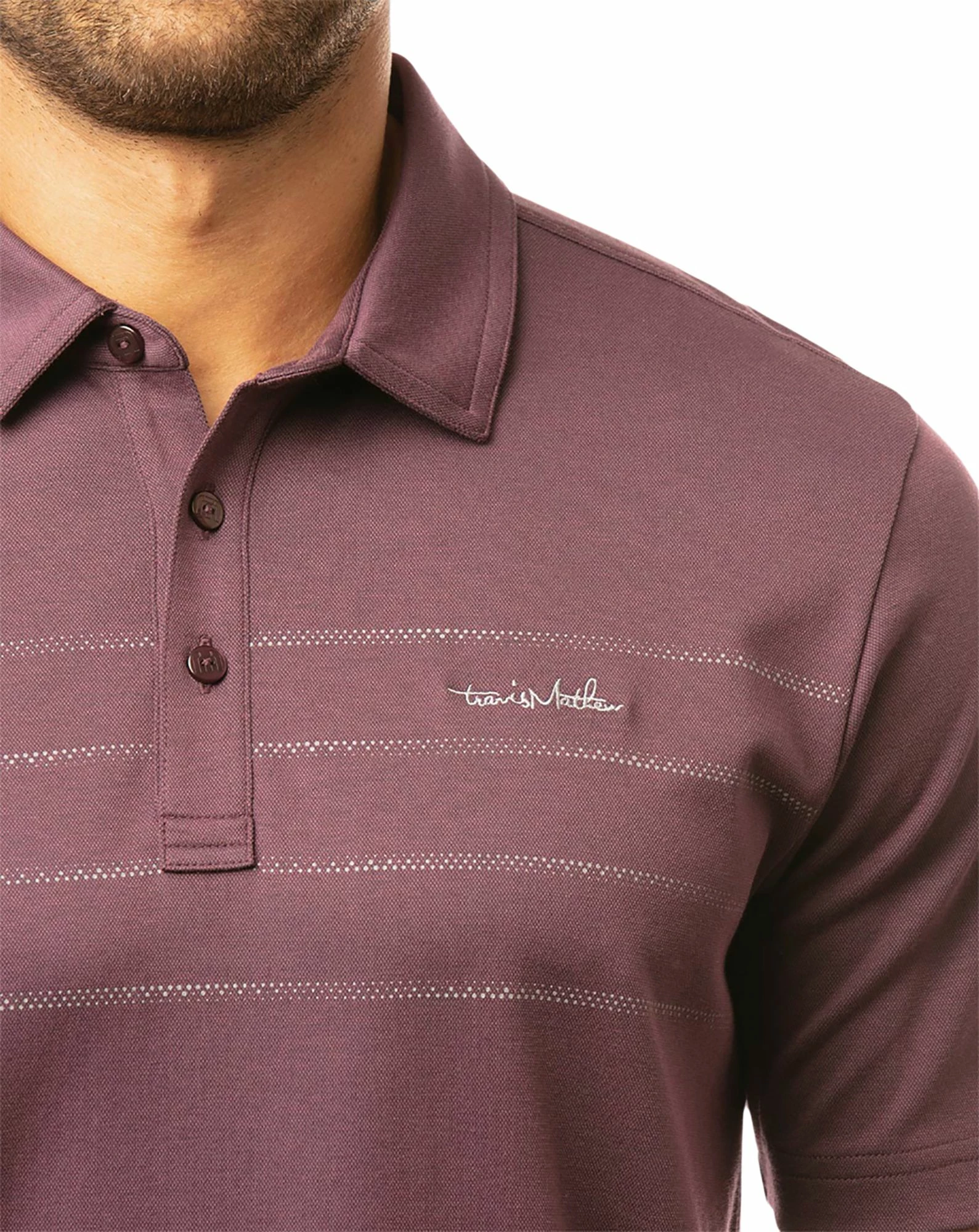 TravisMathew Men's Hangover Cure Golf Polo For Men Heather Mauve 5 TravisMathew Men's Hangover Cure Golf Polo For Men Heather Mauve - Image 3