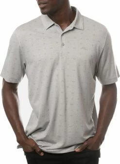TravisMathew Men's Booze Clues Golf Polo For Men Heather Light Grey