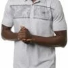 TravisMathew Men's Make Camp Golf Polo For Men Heather Light Grey