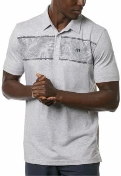 TravisMathew Men's Make Camp Golf Polo For Men Heather Light Grey