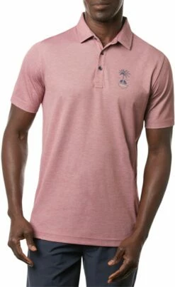 TravisMathew Men's Long Weekend Golf Polo For Men Heather Ruby Wine