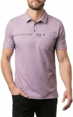 TravisMathew Men's Out The Door Golf Polo For Men Heather Arctic Dusk