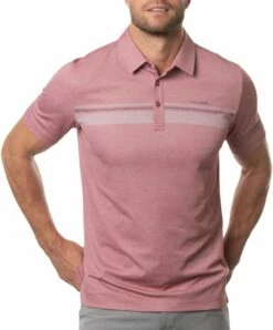 TravisMathew Men's Over The Water Golf Polo For Men Heather Ruby Wine