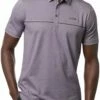 TravisMathew Men's Aboat Time Golf Polo For Men Heather Mulled Grape