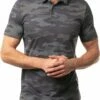 TravisMathew Men's Heater Camo Golf Polo For Men Gray