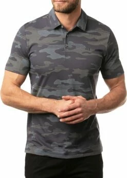 TravisMathew Men's Heater Camo Golf Polo For Men Gray