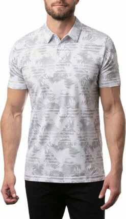 TravisMathew Men's Seaside Blue Golf Polo For Men White