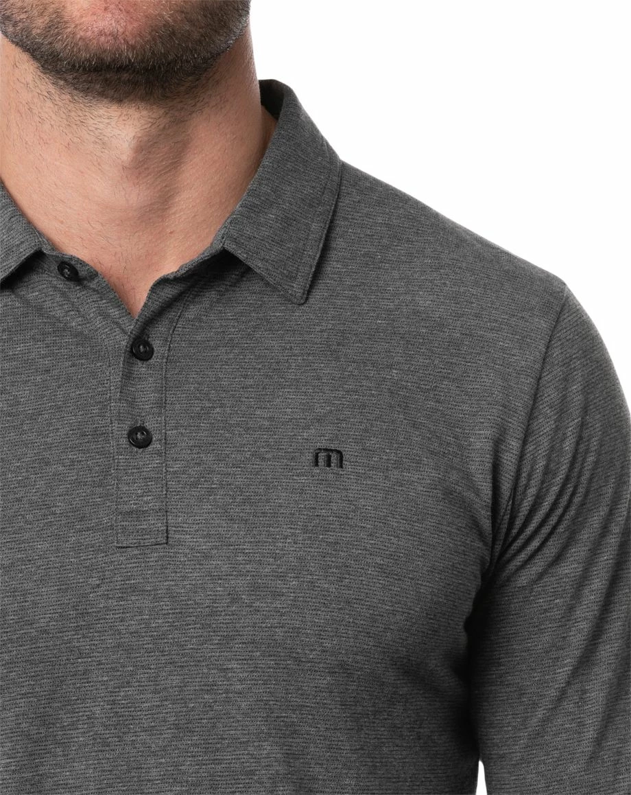 TravisMathew Men's Beginner's Luck Golf Polo For Men Heather Dark Grey 6 TravisMathew Men's Beginner's Luck Golf Polo For Men Heather Dark Grey - Image 4
