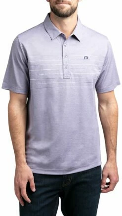 TravisMathew Men's Good Good Golf Polo For Men Heather Purple Sage