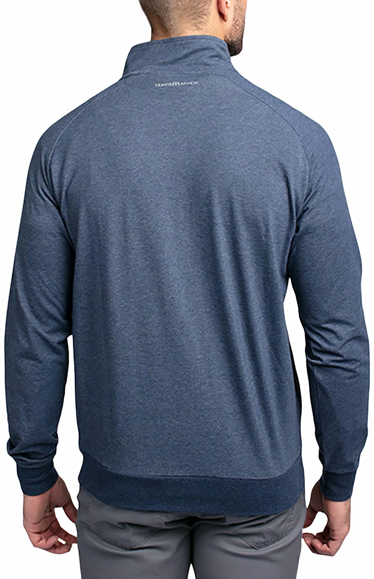 TravisMathew Men's Zachary 1/4 Zip Golf Pullover For Men Heather Light Blue 3 TravisMathew Men's Zachary 1/4 Zip Golf Pullover For Men Heather Light Blue - Image 2